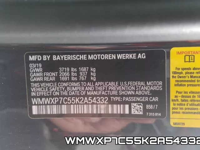 WMWXP7C55K2A54332 фото 2