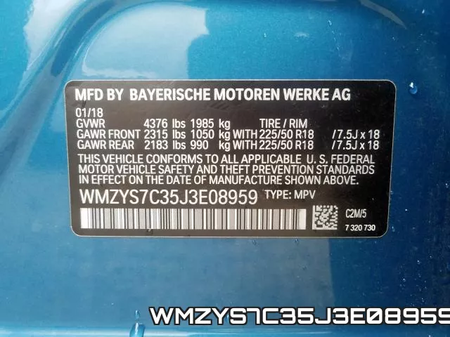 WMZYS7C35J3E08959 фото 2