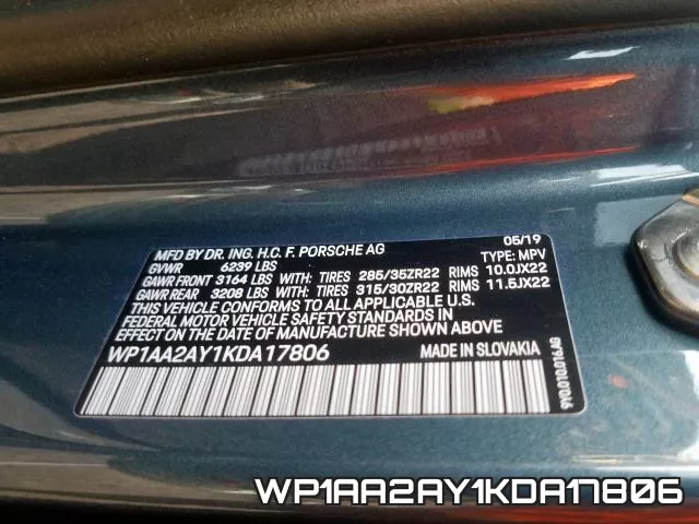 WP1AA2AY1KDA17806 фото 2