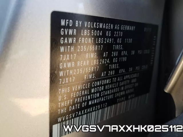 WVGSV7AXXHK025112 фото 2