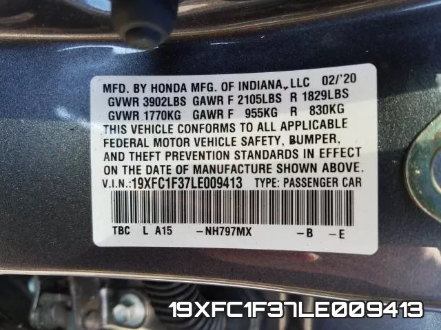 19XFC1F37LE009413 фото 2