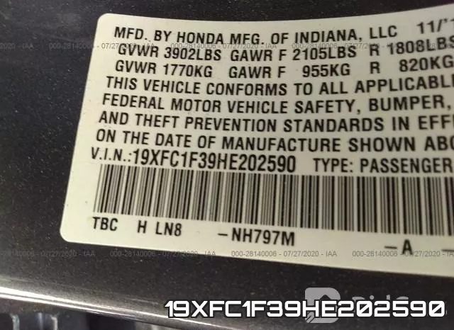 19XFC1F39HE202590 фото 10