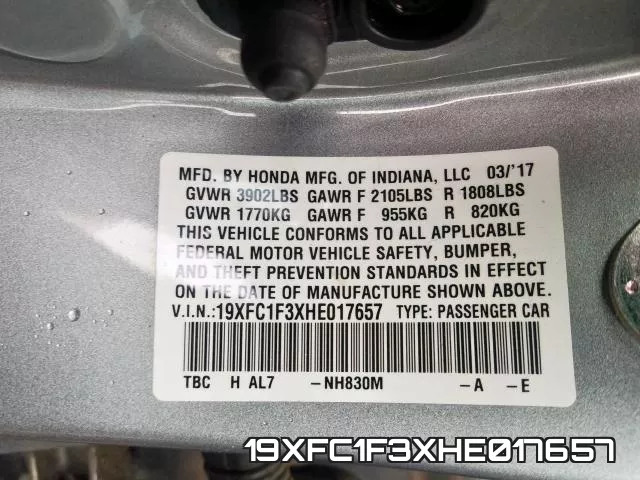 19XFC1F3XHE017657 фото 2