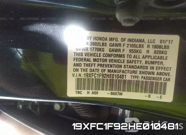 19XFC1F92HE010481 фото 10