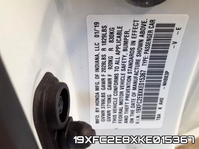 19XFC2E8XKE015367 фото 2
