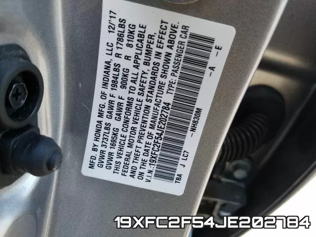 19XFC2F54JE202784 фото 2