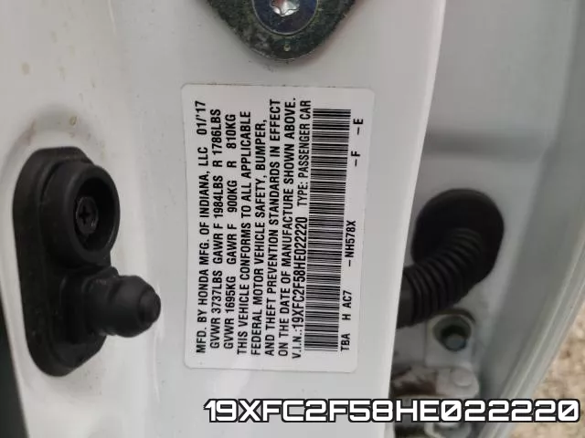 19XFC2F58HE022220 фото 2
