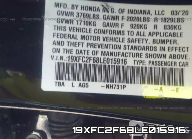 19XFC2F68LE015916 фото 10