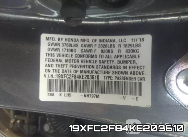 19XFC2F84KE203610 фото 10
