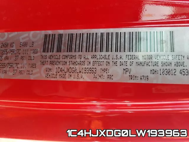 1C4HJXDG0LW193963 фото 2