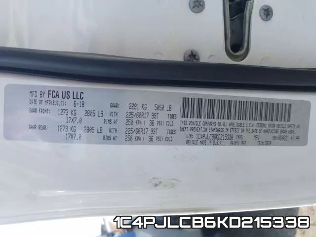 1C4PJLCB6KD215338 фото 2