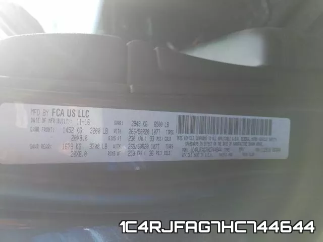 1C4RJFAG7HC744644 фото 2