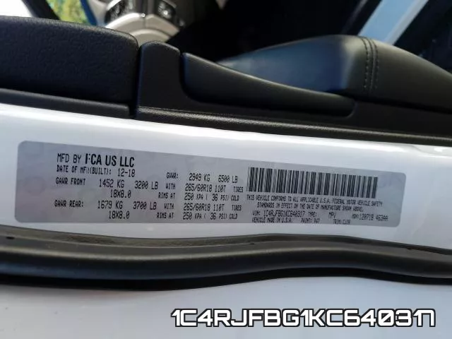 1C4RJFBG1KC640317 фото 2