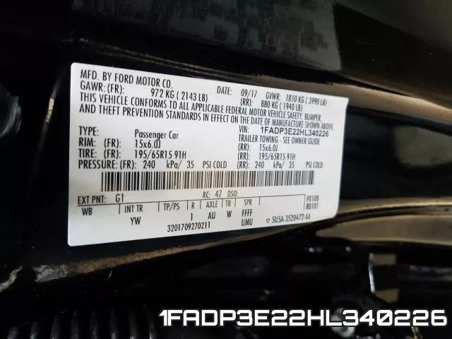 1FADP3E22HL340226 фото 2