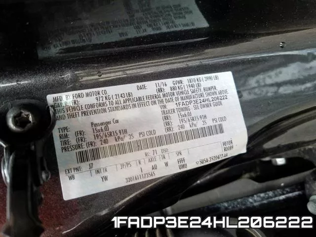 1FADP3E24HL206222 фото 2