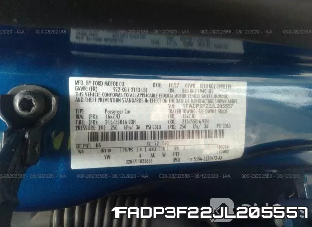 1FADP3F22JL205557 фото 10