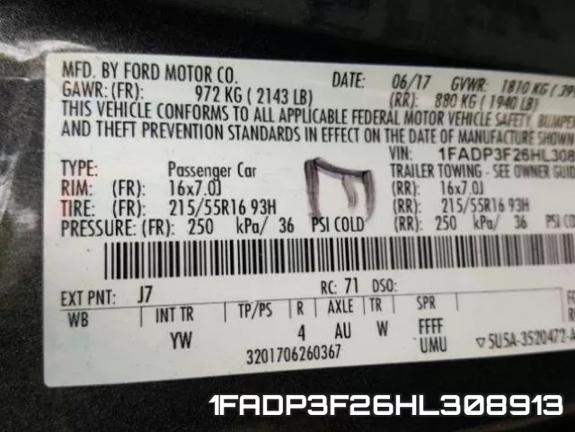 1FADP3F26HL308913 фото 2