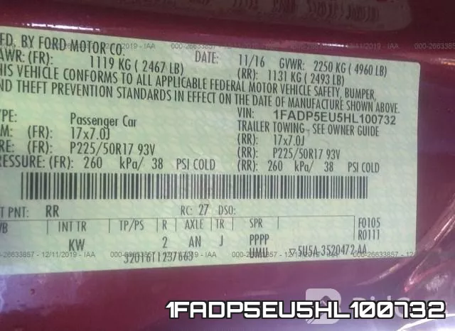 1FADP5EU5HL100732 фото 10