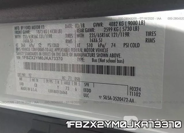 1FBZX2YM0JKA73370 фото 10