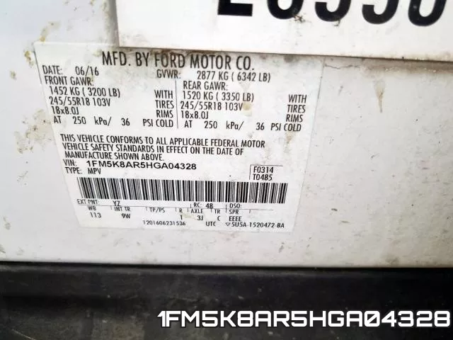 1FM5K8AR5HGA04328 фото 2