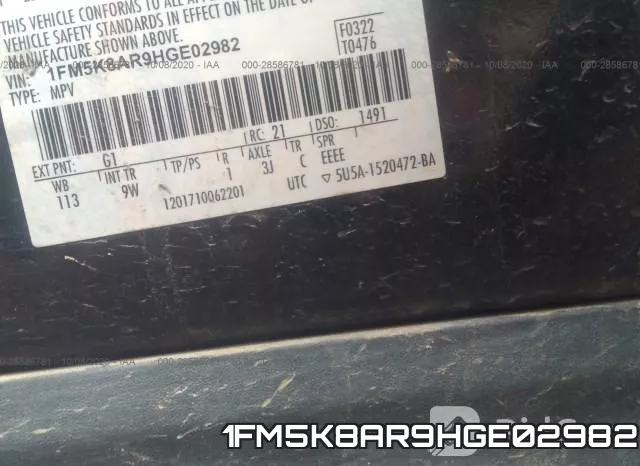 1FM5K8AR9HGE02982 фото 10