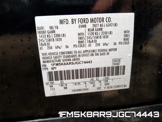 1FM5K8AR9JGC74443 фото 2