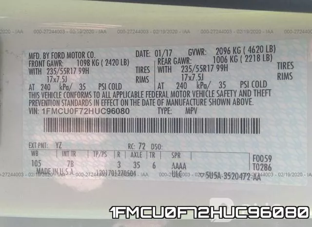 1FMCU0F72HUC96080 фото 10