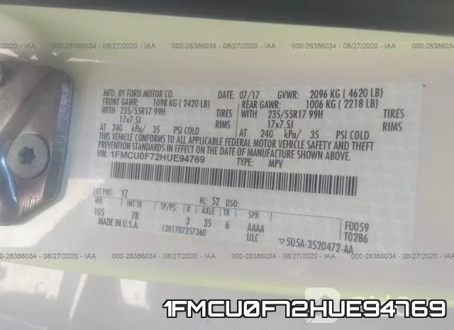 1FMCU0F72HUE94769 фото 10