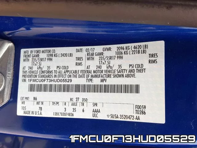 1FMCU0F73HUD05529 фото 2