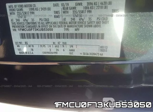 1FMCU0F73KUB53050 фото 10