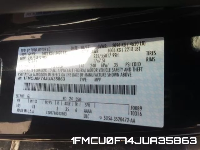 1FMCU0F74JUA35863 фото 2