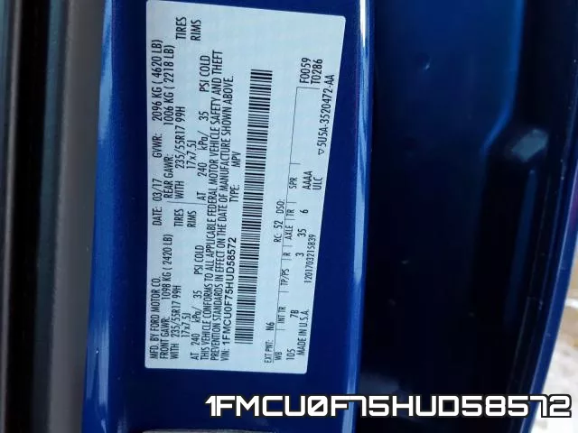 1FMCU0F75HUD58572 фото 2