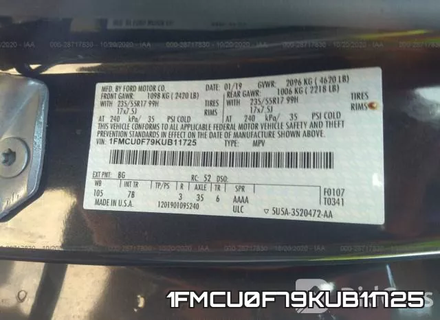 1FMCU0F79KUB11725 фото 10