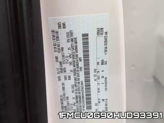 1FMCU0G90HUD93391 фото 2