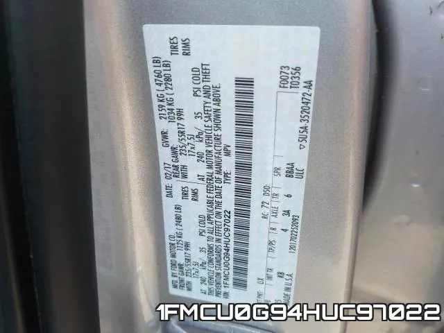 1FMCU0G94HUC97022 фото 2