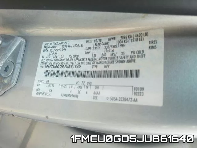 1FMCU0GD5JUB61640 фото 2