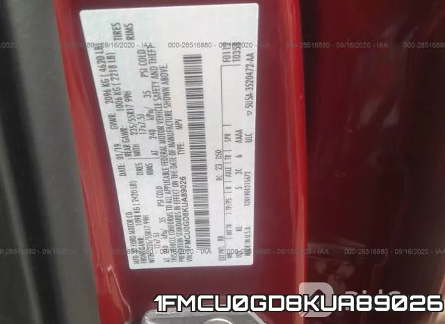 1FMCU0GD8KUA89026 фото 10
