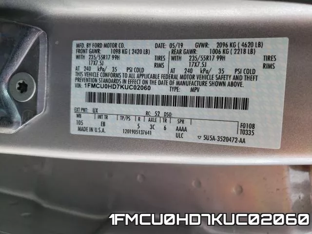 1FMCU0HD7KUC02060 фото 2