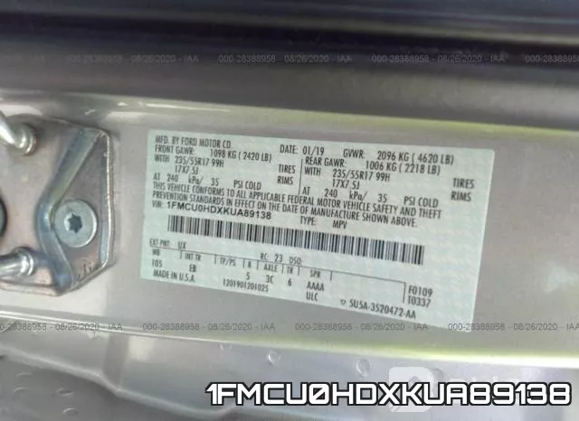 1FMCU0HDXKUA89138 фото 10