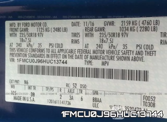 1FMCU0J96HUC13744 фото 10