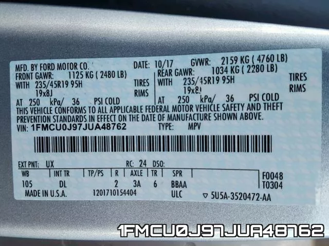 1FMCU0J97JUA48762 фото 2