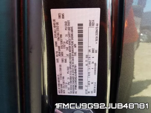 1FMCU9G92JUB48781 фото 2