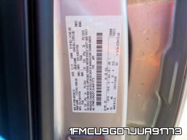 1FMCU9GD7JUA91773 фото 2