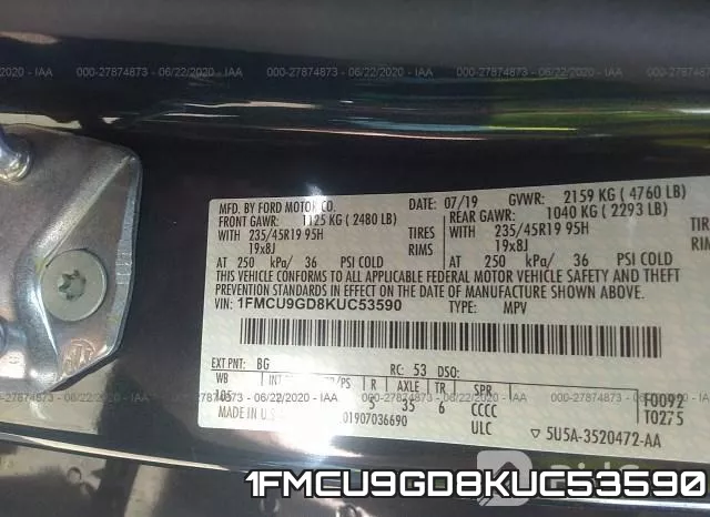 1FMCU9GD8KUC53590 фото 10