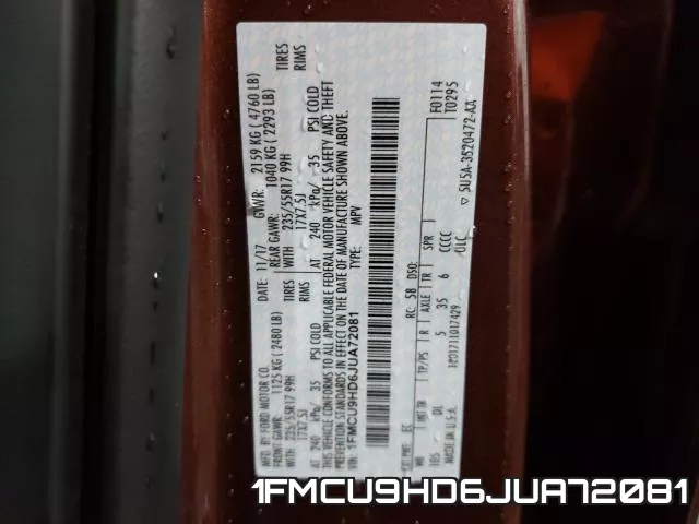 1FMCU9HD6JUA72081 фото 2