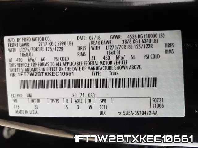 1FT7W2BTXKEC10661 фото 2