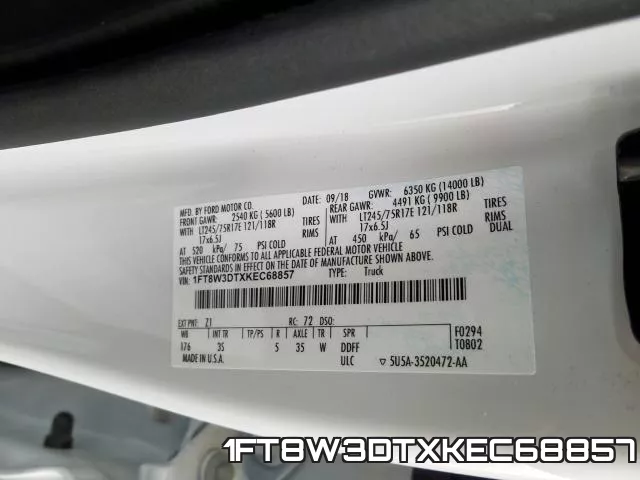 1FT8W3DTXKEC68857 фото 2
