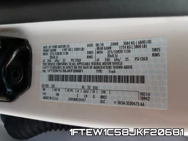1FTEW1C58JKF20681 фото 2