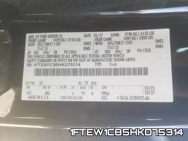 1FTEW1C85HKD75314 фото 2