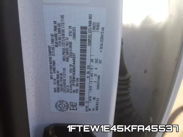 1FTEW1E45KFA45537 фото 2